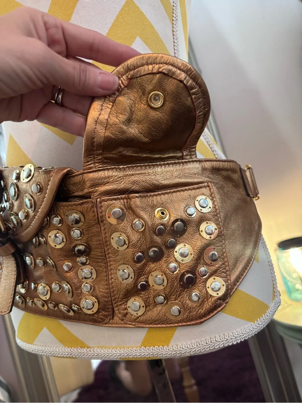 GIGI Metallic Gold Studded Waist Bag🤩😎